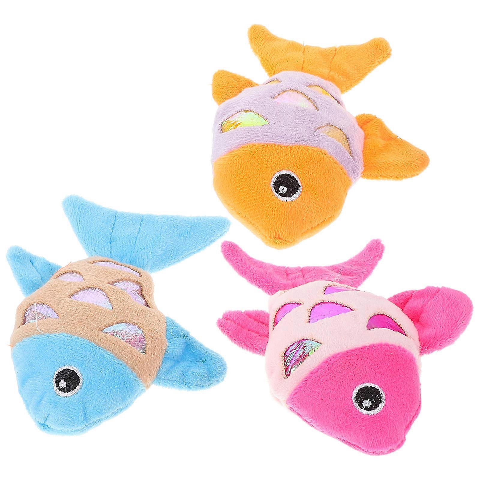 3Pcs Cute Fish Plush Toy For Cats Indoor Playtime Assorted Color Strengthens Bond With Cat