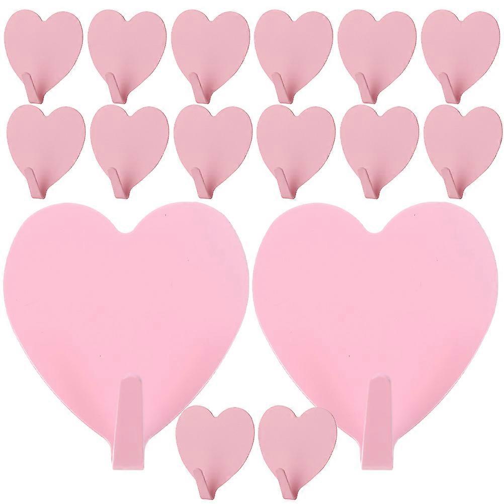 Strong Adhesive Heart Shaped Hooks 32 Pcs Hanging Storage Bathroom Decorative Use Homeowners 5X4X1.7CM