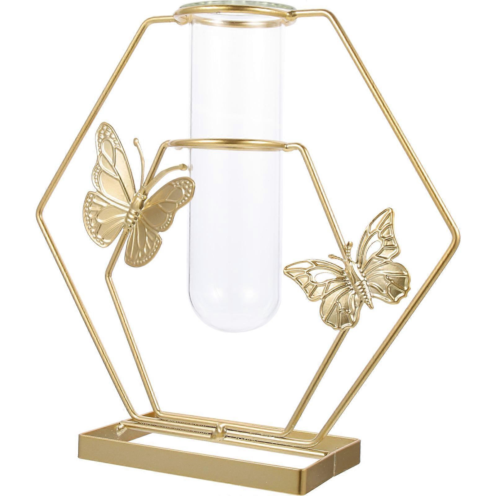 Unique Butterfly Pattern Round Flower Vase Ornament Decorative Item For Wedding 9.04x2.95x8.65in Simple Design 3Pcs