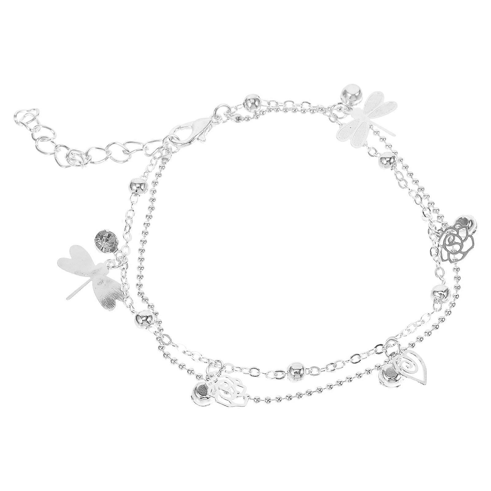 Ankle Chain for Girl Bohemia Hollow Rose Flower Chain 2Pcs Pack