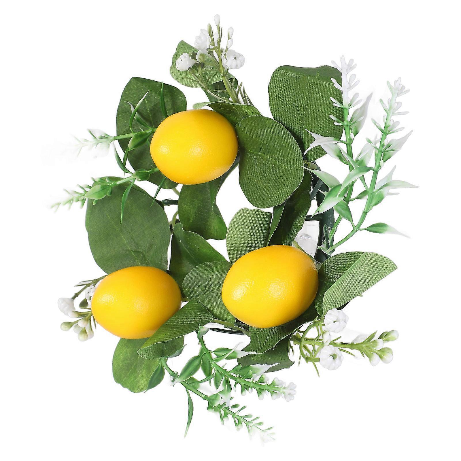 Artificial Lemon Candle Wreath for Decoration 5Pcs PVC Garland Ring
