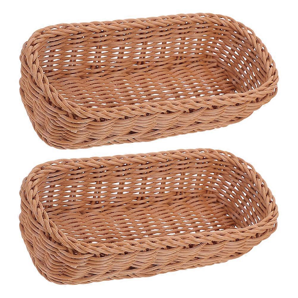 Brown Plastic Basket Multipurpose Storage Box for Table Use 8 Pieces