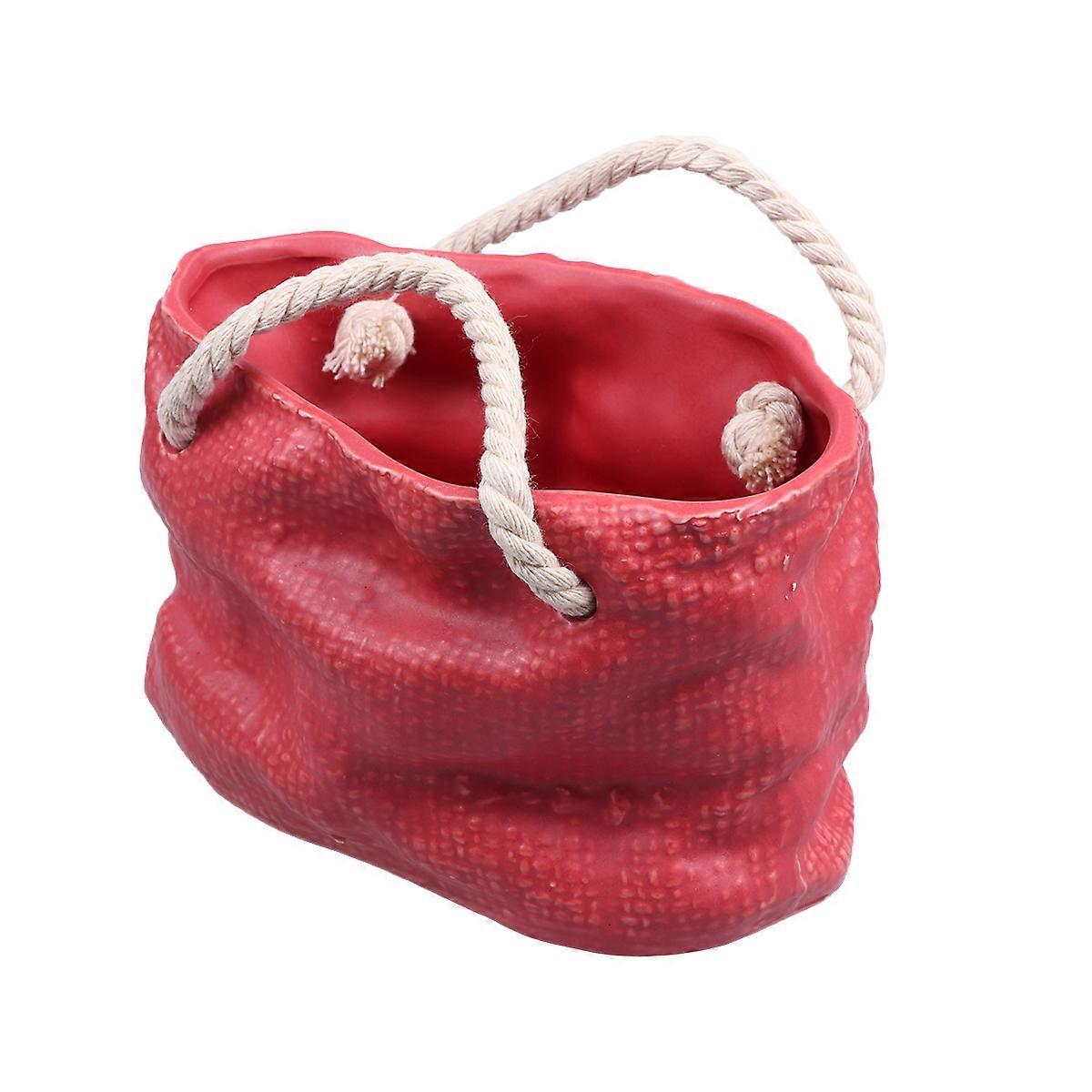 Ceramic Flower Pot for Storage 1Pcs Creative Succulent Holder with Red Pattern