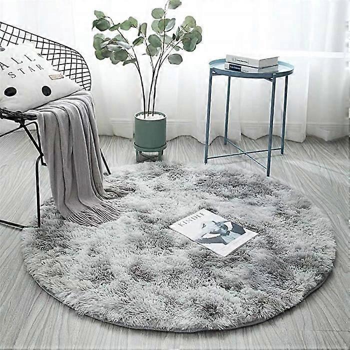 Rug - ZGEER - Round Plush - Light Grey - 80x80cm - High Quality Polyester
