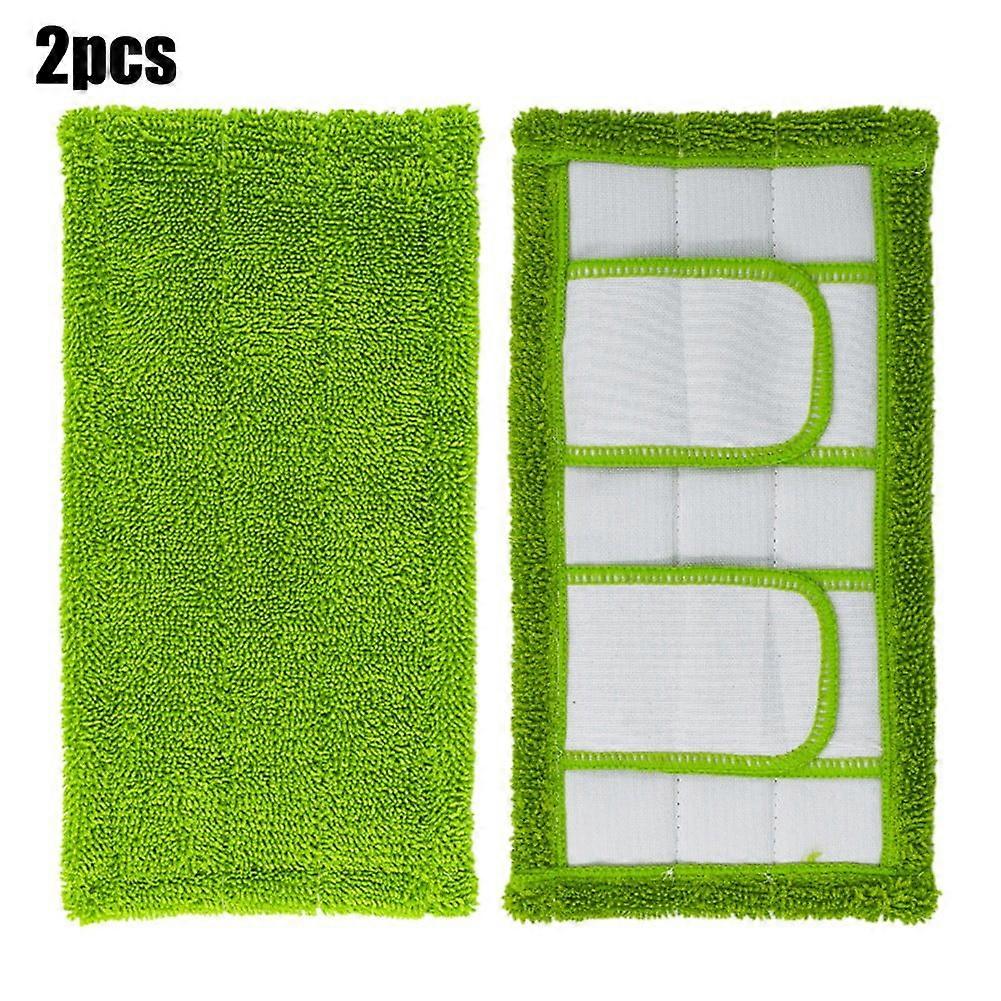 QIFEI 2 Pcs Reusable Microfiber Mop Pads for Swiffer Wet and Dry Models Green
