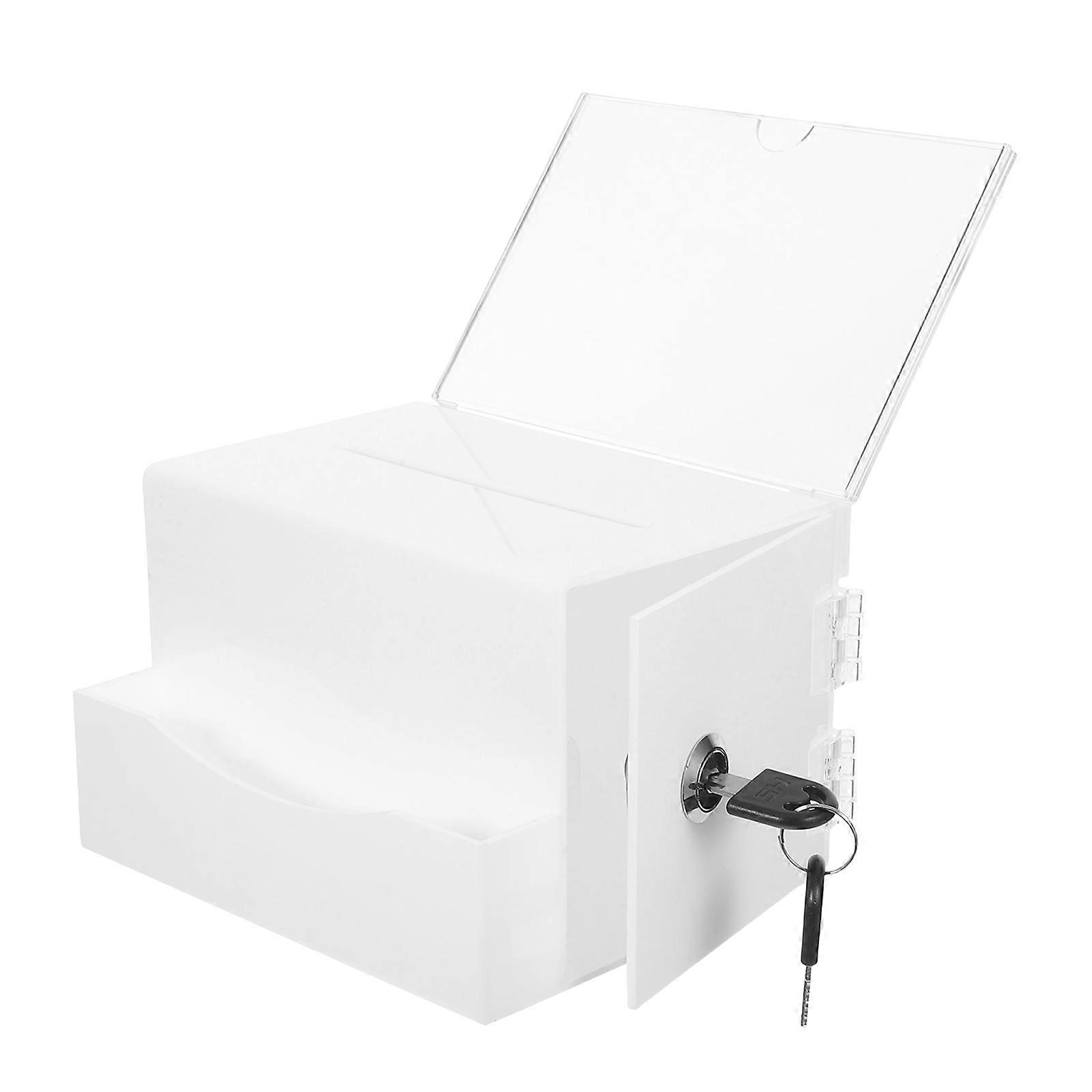 Business Card Case Large Acrylic Donation Box with Lock 3Pcs for Voting