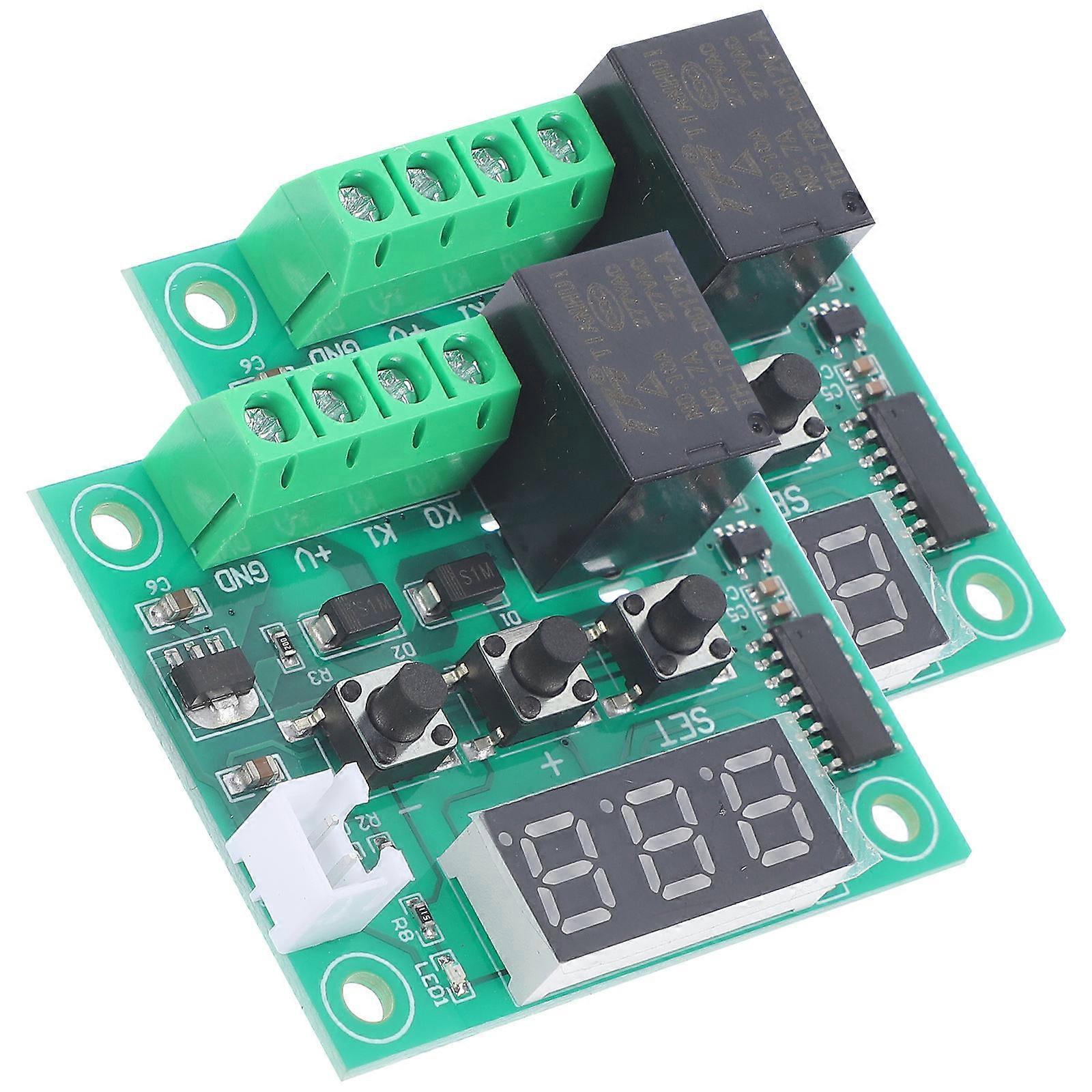 Thermostat Control Board 2Pcs Micro Digital Temperature Controller Industrial Devices Real-time Temperature Report 5.00X5.00X1.50cm Emergency Stop