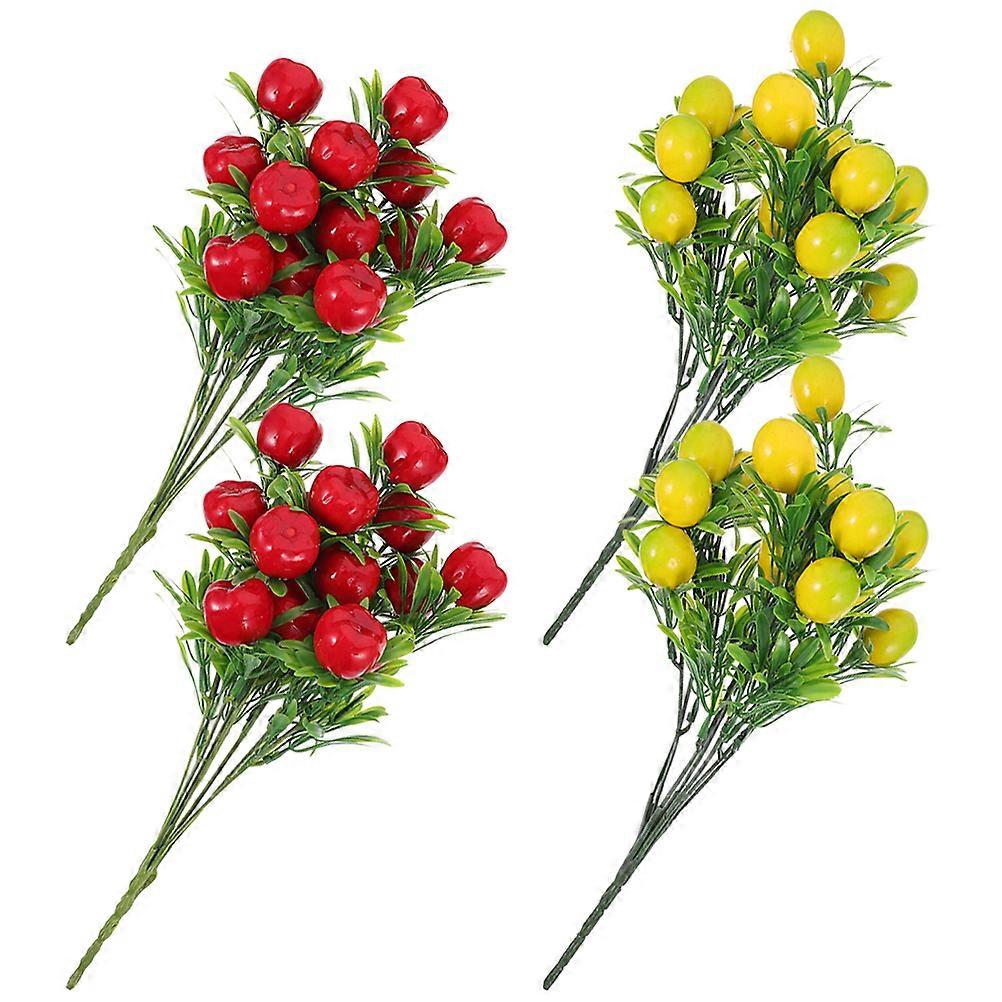 Artificial Lemon Stem for Decor with 8Pcs Fake Fruit Branches Assorted Color
