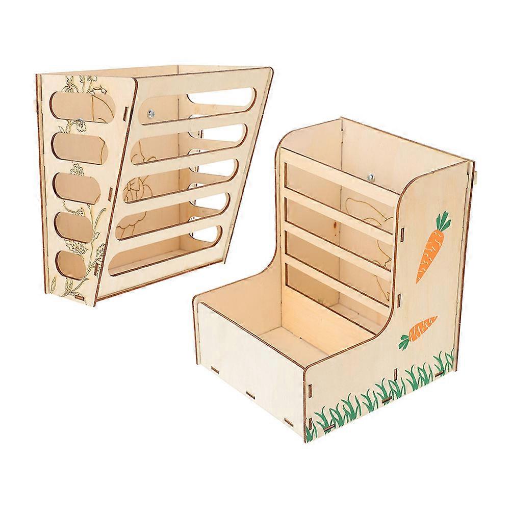 Wooden Bunny Feeder Convenient Rack for Household Use 4Pcs Set
