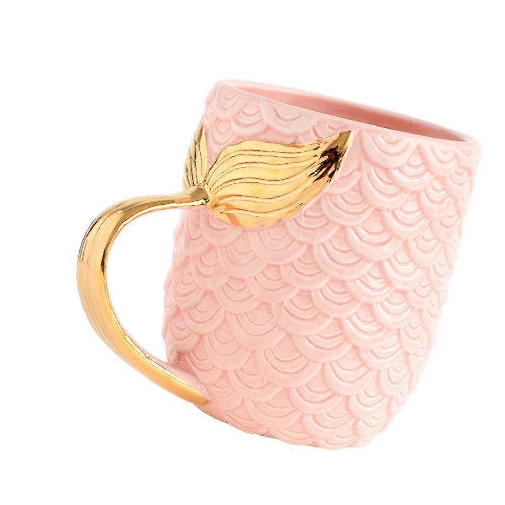 3Pcs Pink Ceramic Mermaid Mug With Unique Tail Handle Perfect For Coffee And Tea Use Designed For Men And Women On Various Occasions