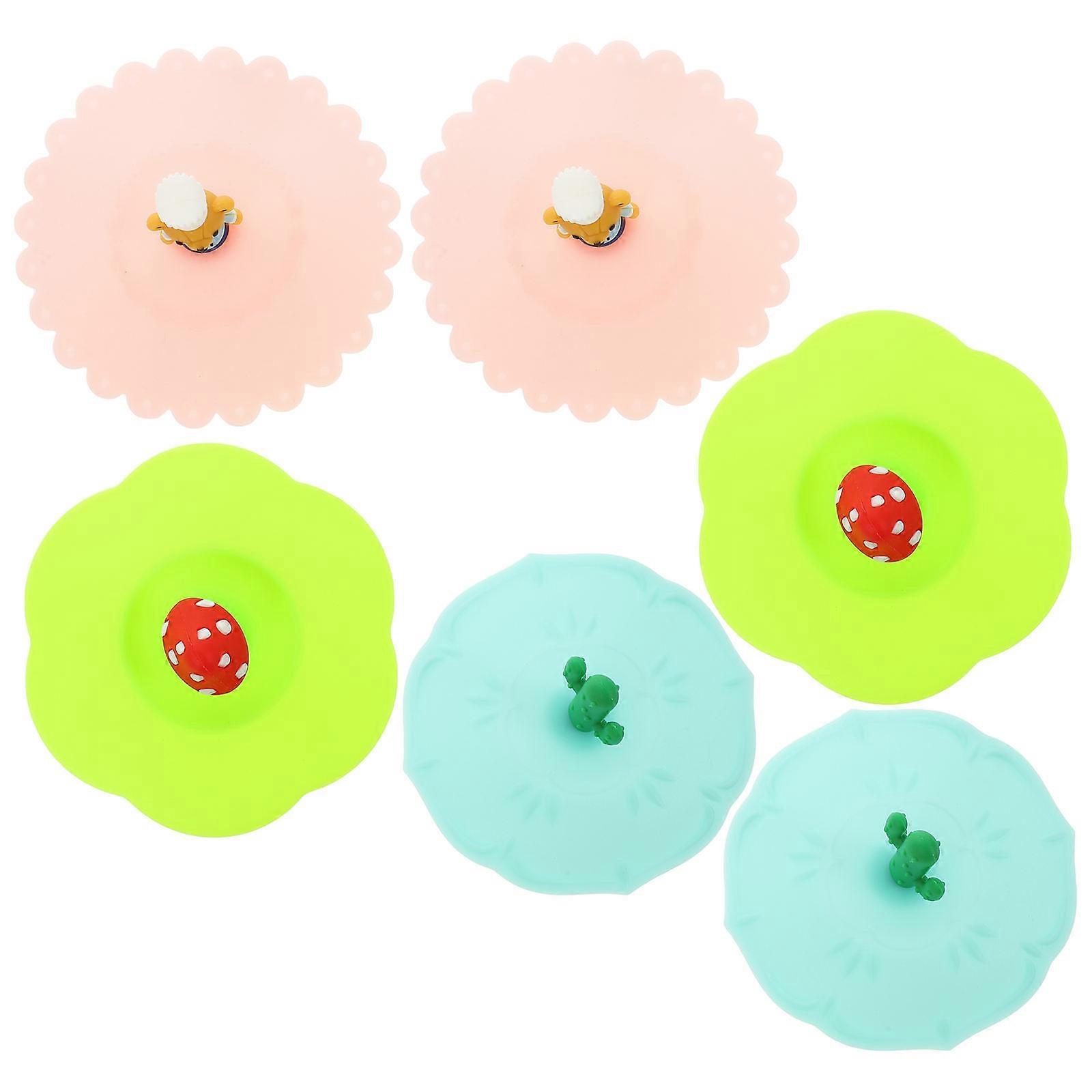 Cup Lid Cover Keep Food Grade Silicone 6Pcs