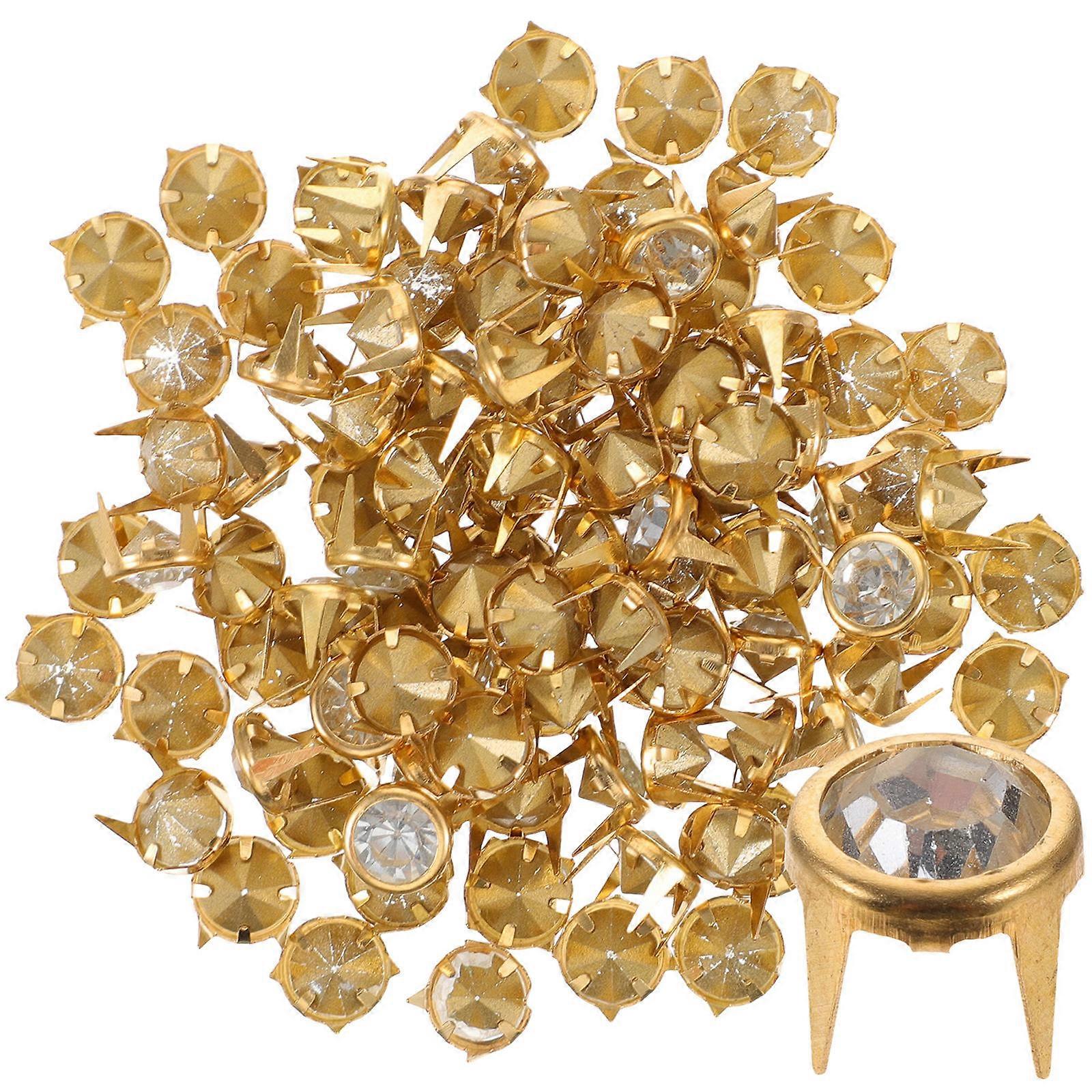 Craft Rivets Crystal Claw Rivets for DIY 500Pcs Golden Alloy