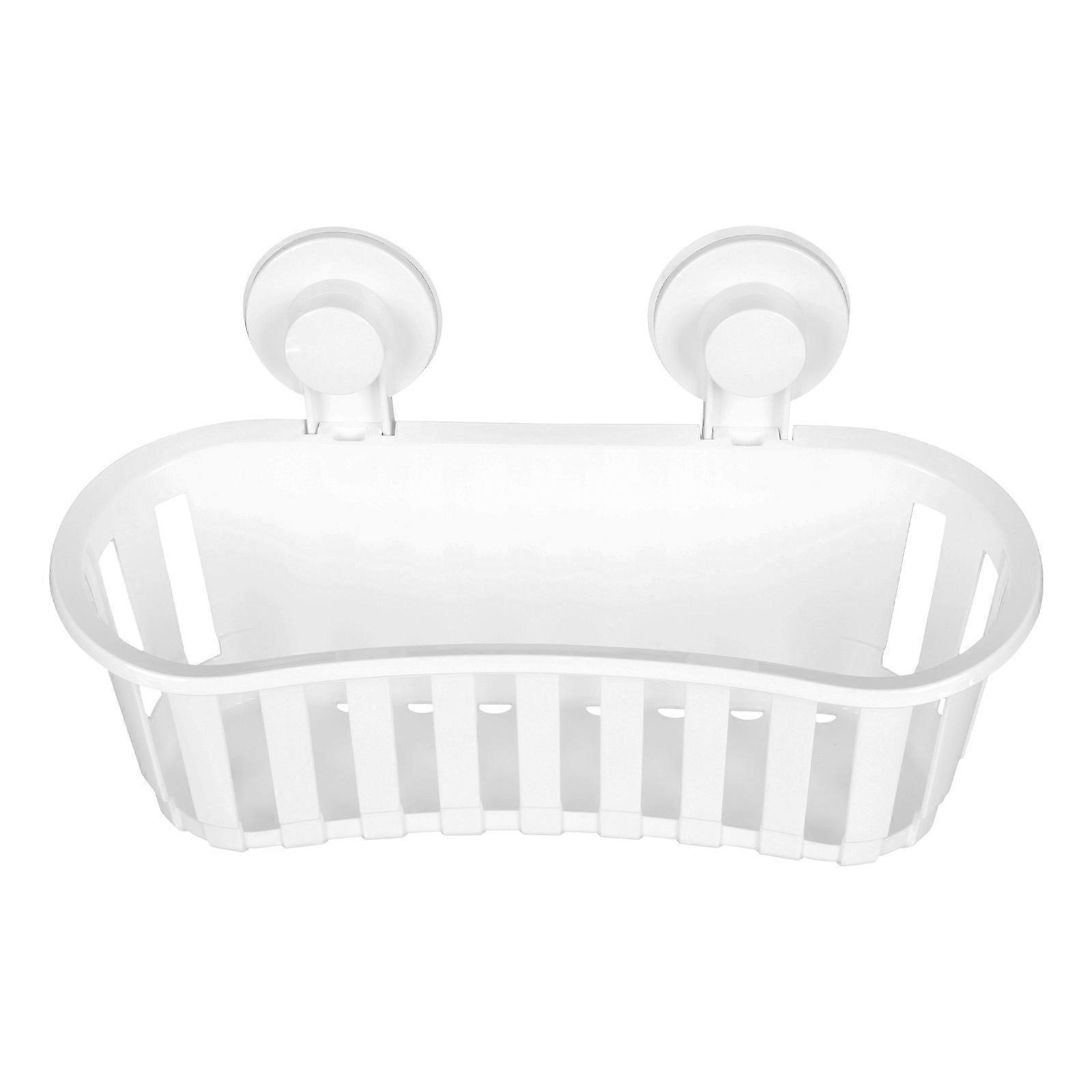Bathroom Wall-Mounted Basket Plastic Storage Rack for 2Pcs Use