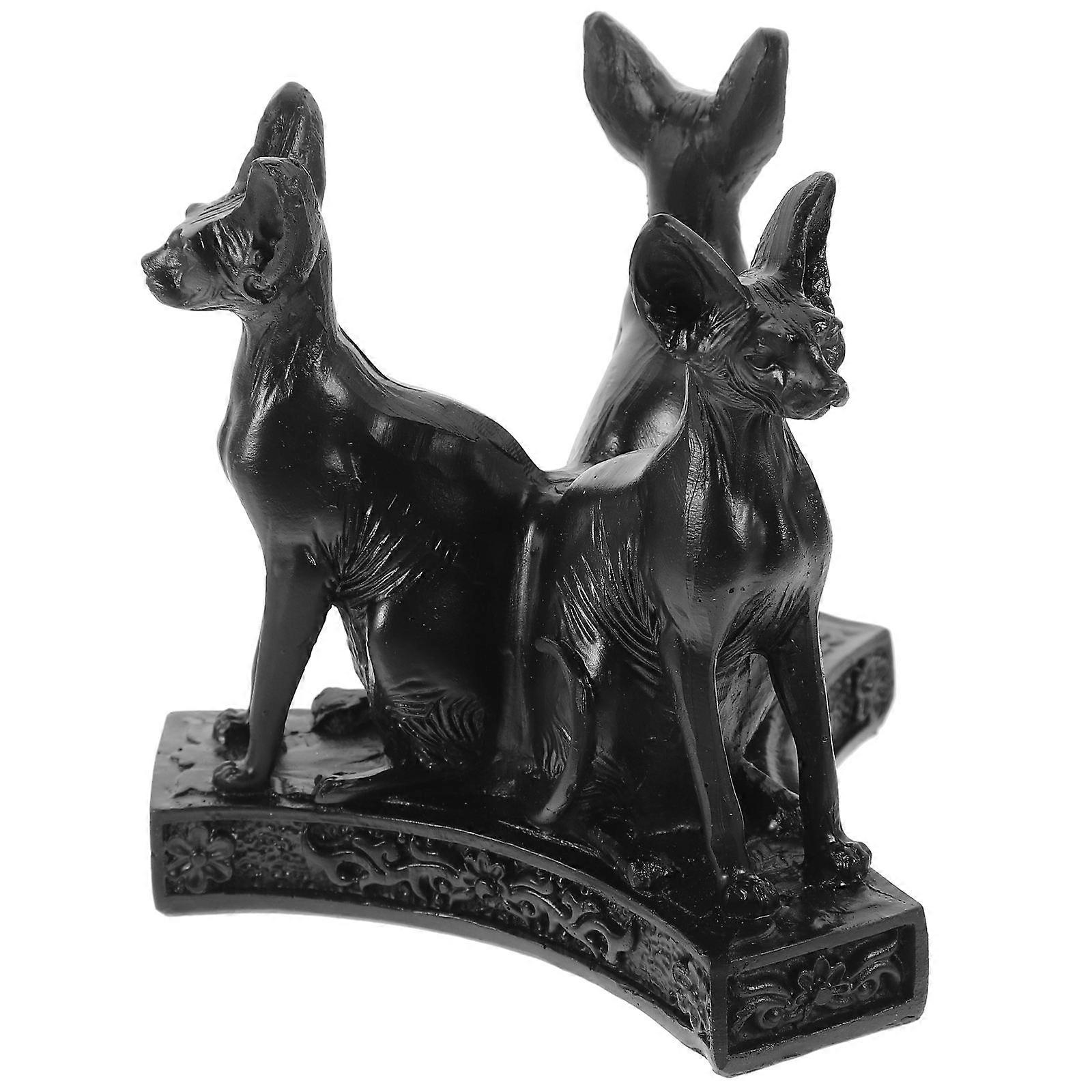 Ancient Egyptian Resin Cat Statue for Crystal Ball Display 3Pcs Set