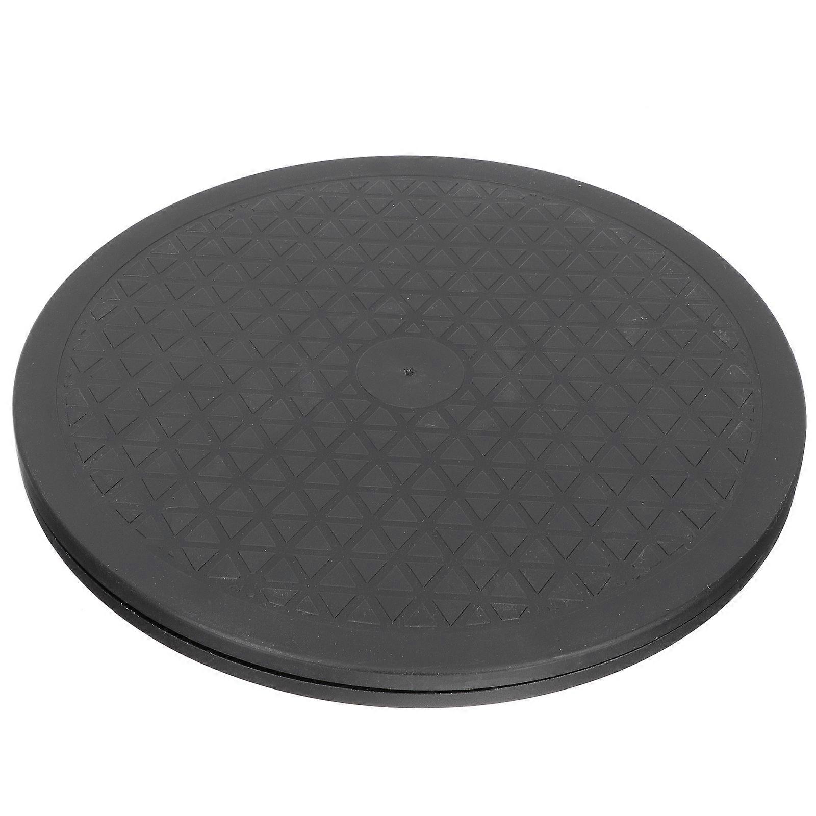 Rotating Turntable Tray Plastic Swivel Plate for Storage Use 4Pcs Black