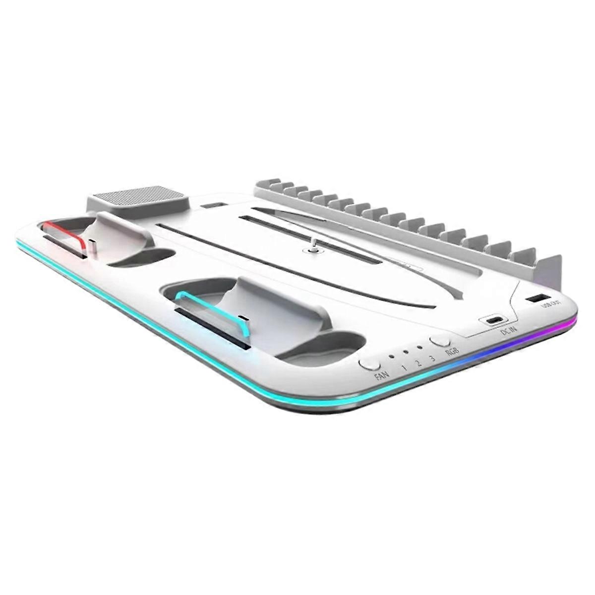 For Slim PRO Game Console Optical Drive Version and Digital Version Multi-Function Cooling Base Controller White