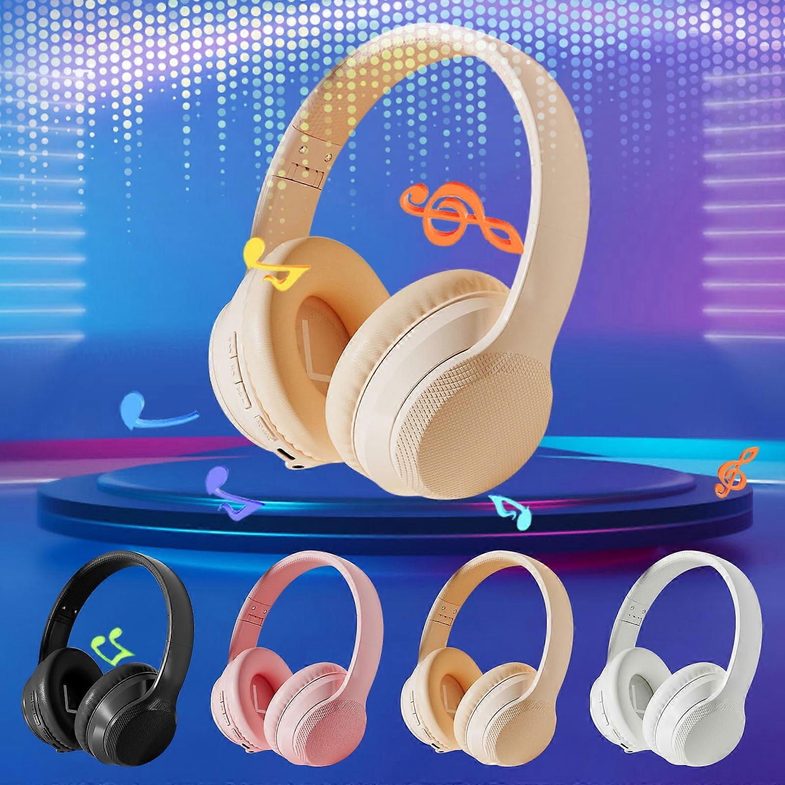 Jacenvly 2024 New Gaming Headset, Wireless Bluetooth Earphones with Deep Bass, Noise Cancelling, for Phone Calls, Compatible with Pink