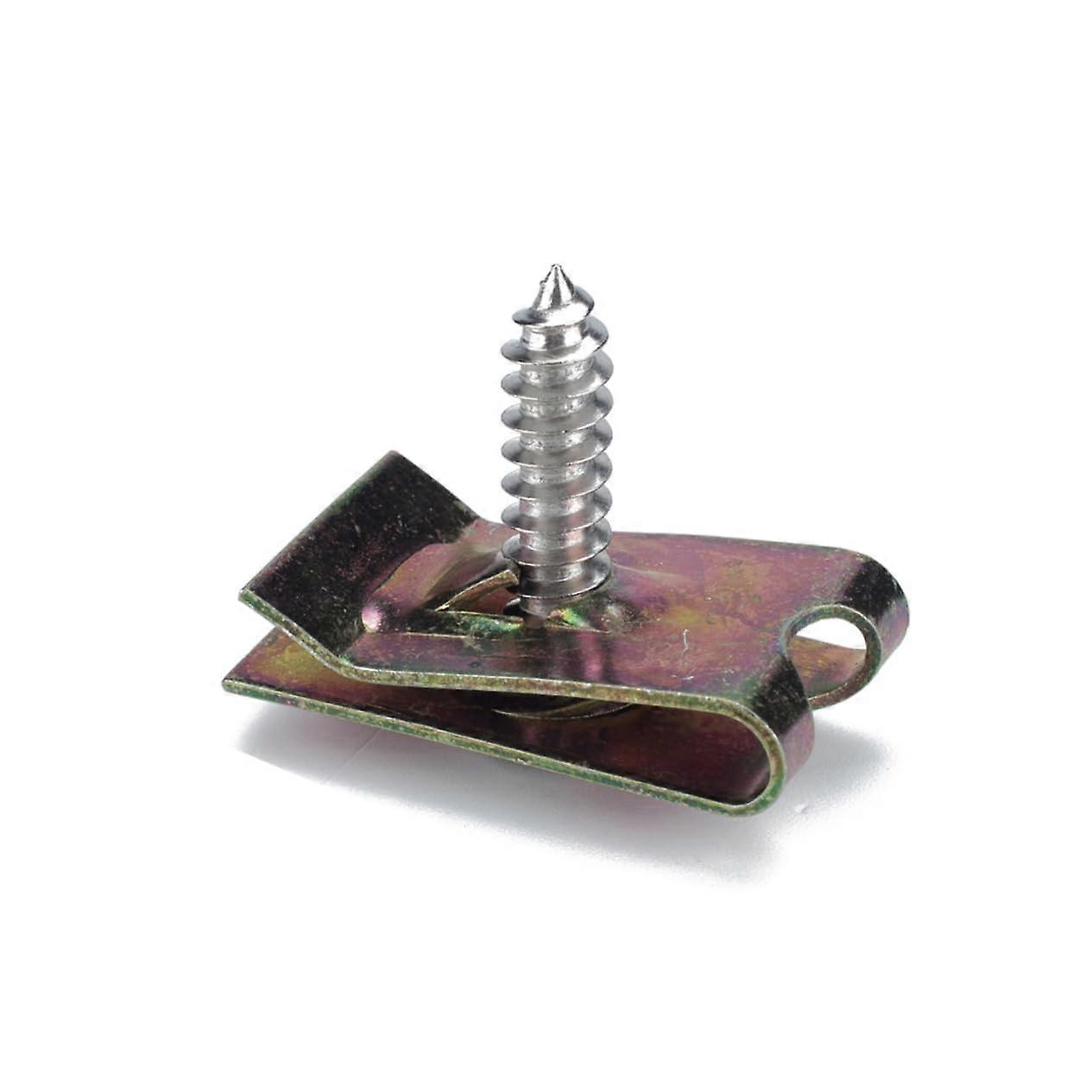 U Clip Fasteners 50 Pcs Manganese Steel Self Tapping Screws For Motorcycle And Automotive Bodywork Silver
