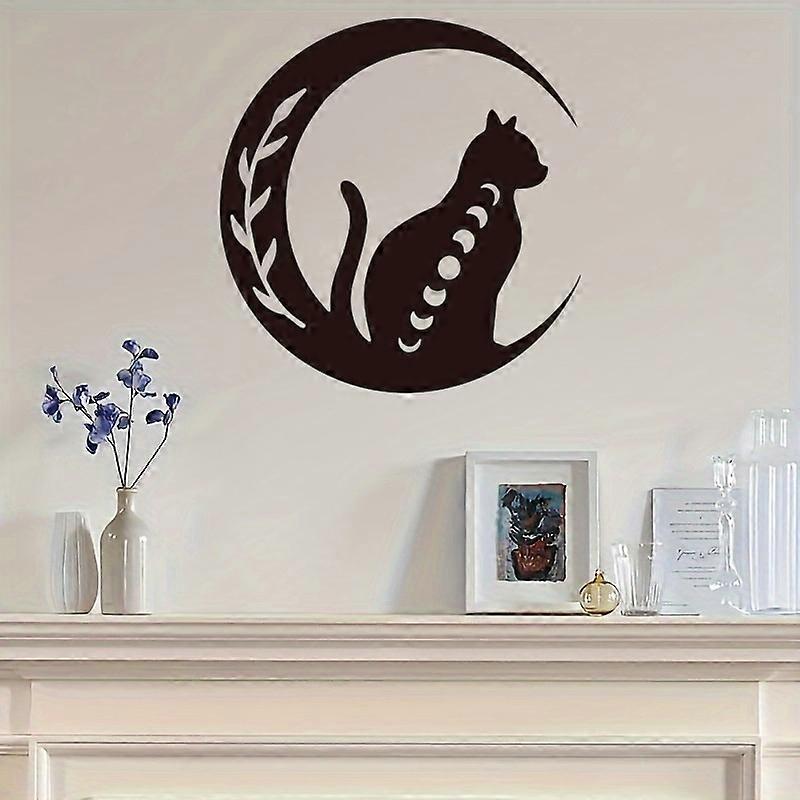 1PC Cat and Moon Hanging Metal Wall Décor for Home Interiors