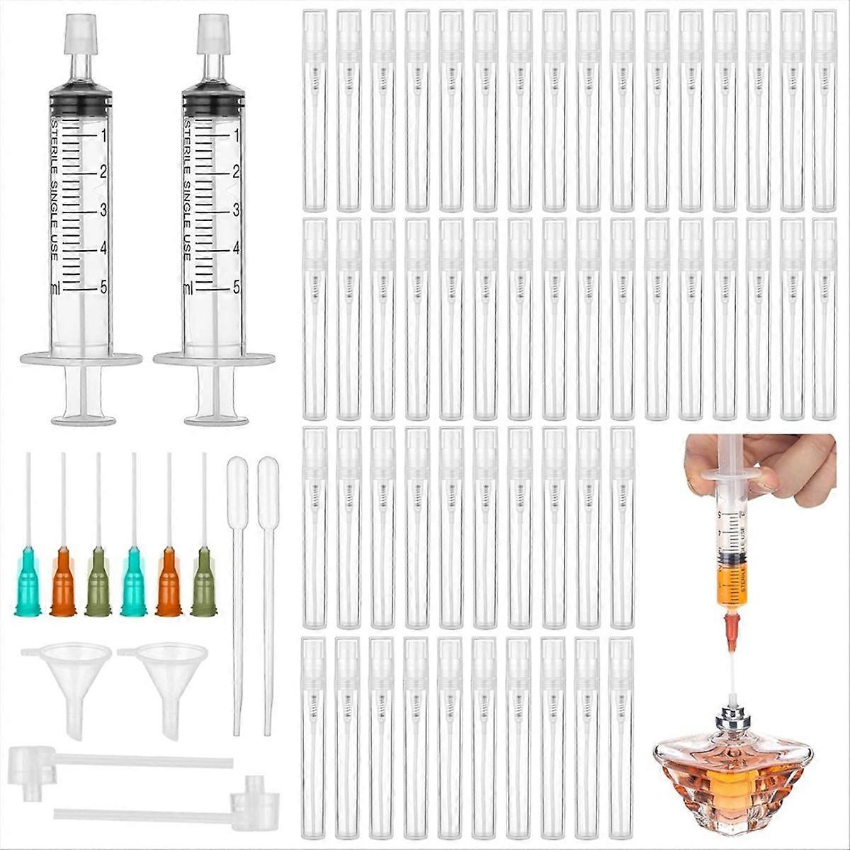 64Pc 5ml Perfume Refill Pump Tools Perfume Decanter Kit Refillable -Bottle Dispenser Pumps for DIY M