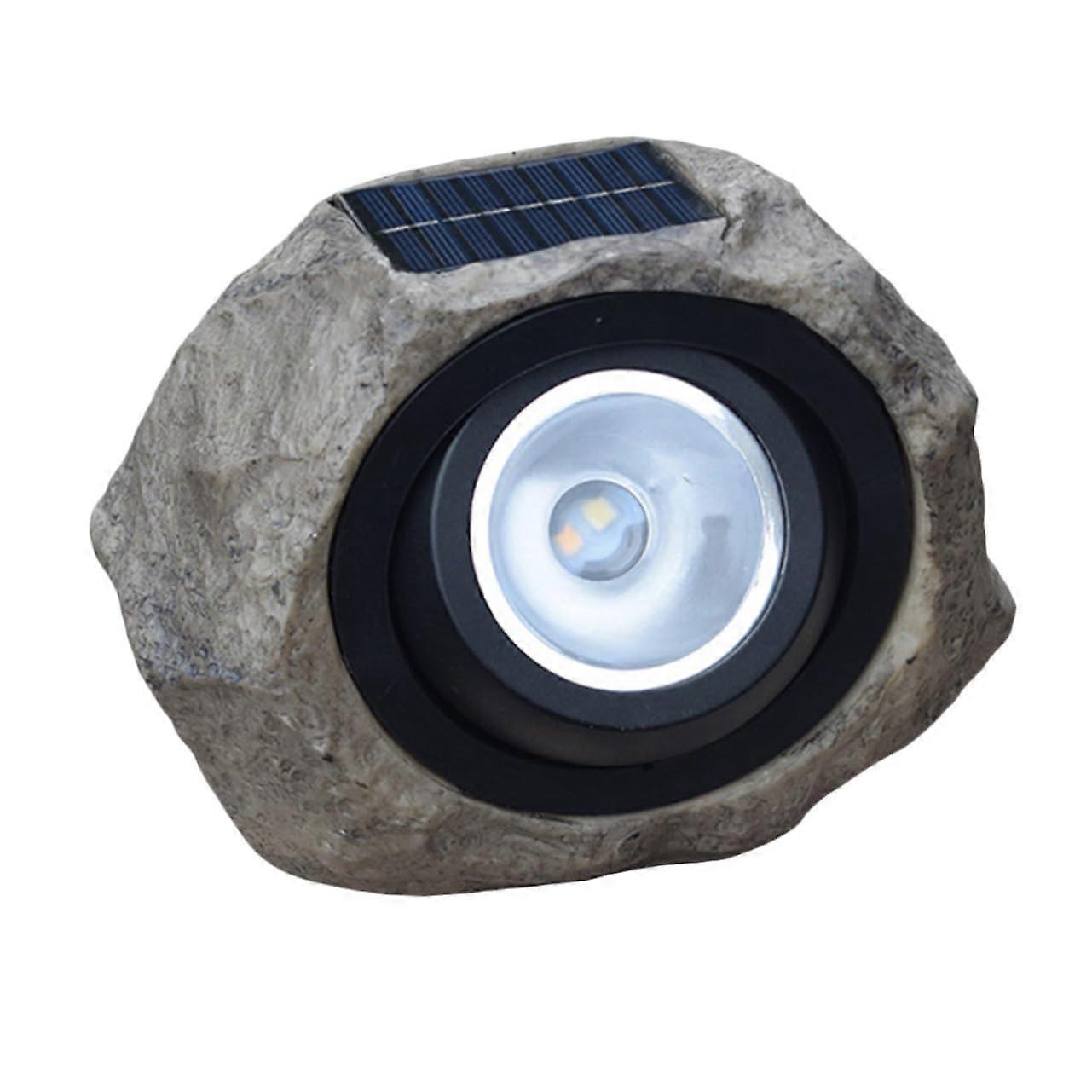 Solar Simulated Stone Lawn Lamp Resin Solar Decorative Light With Adjustable White Warm Light For Patio Pathway Lighting