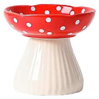 Mushroom Cat Bowl Ceramic Elevated Shelf,Beard Raised Cat Food Bowl for Food & Water for Flat Incli