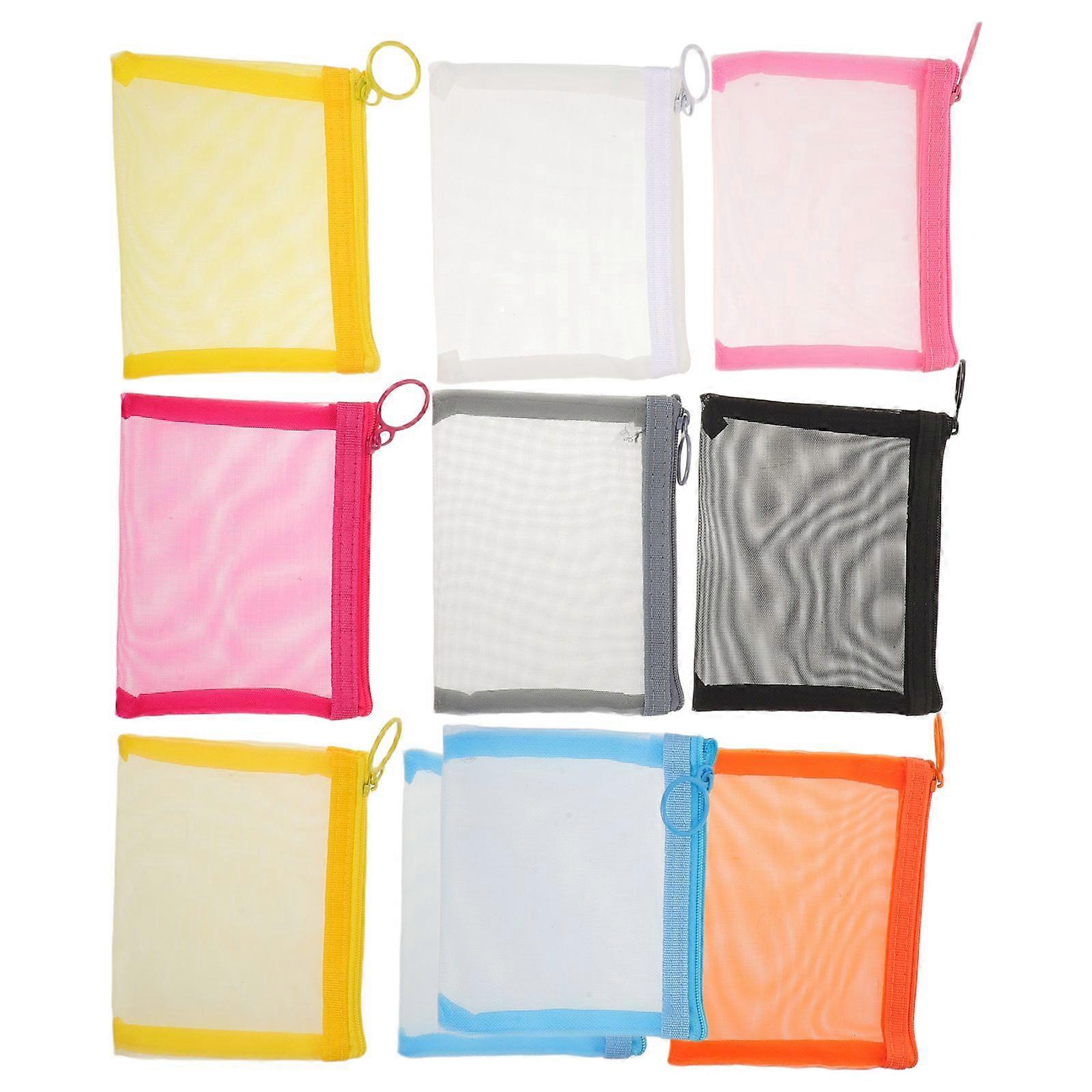 10pcs Mini Mesh Bag with Zipper - Colored Net Pouch Multi-Function Portable Makeup Organizer Small Mesh Makeup Bag for Travel Business Trip