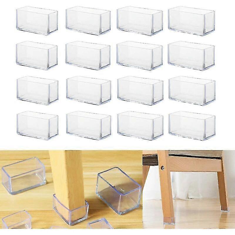 16 Pack Rectangular Silicone Floor Protectors for Chair Legs - 20 x 30mm A