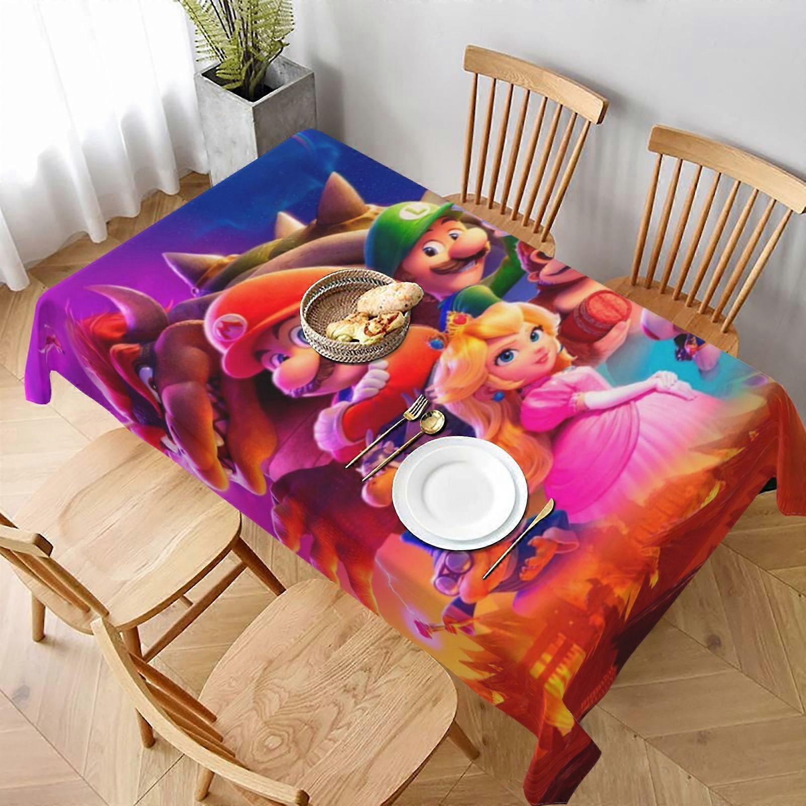 Mario Rectangular Tablecloth Water Resistance Antiwrinkle Spillproof Soft Fabric Table Cloth 60"X90"