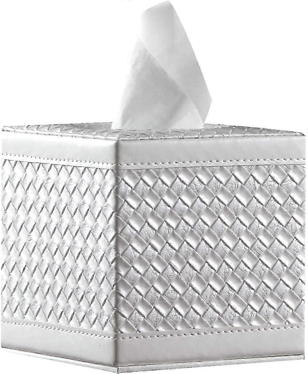 Tissue Box Cover Square, Dispenser Organizer,white Grid