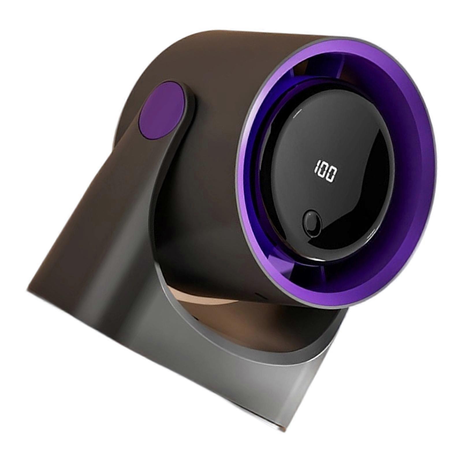 Wall Mountable Fan with Digital Temperature Display Quiet Operation ABS Texture Digital Control Fan for Bedroom Wall  Titanium gray purple