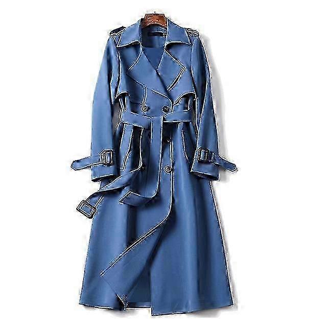 Vår Höst Trenchcoat Kvinna Nytt bälte Koreansk Dubbelknäppt Mitten Lång Kvinnor Trenchcoat Överrock Vindjacka Kvinna