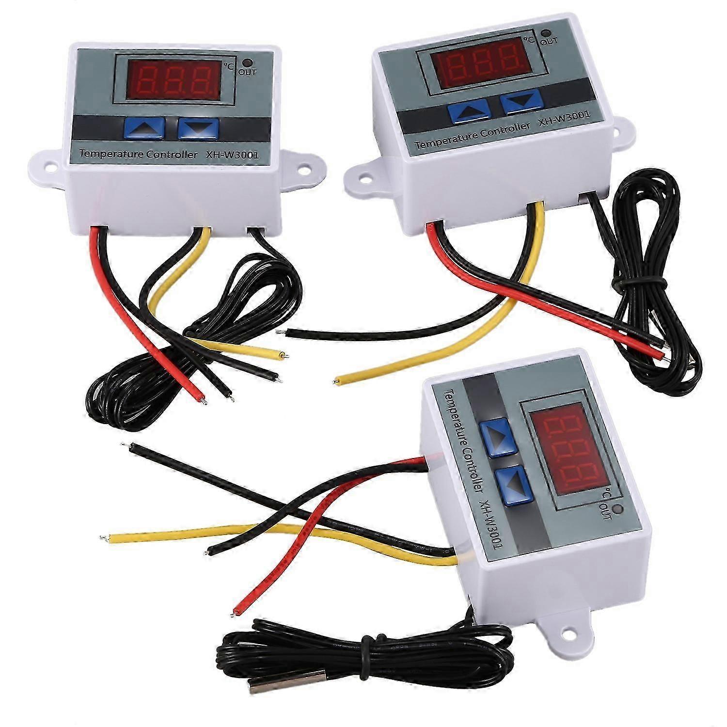 3Pcs 220V 10A Digital LED Temperature Controller Thermostat Control Switch Probe