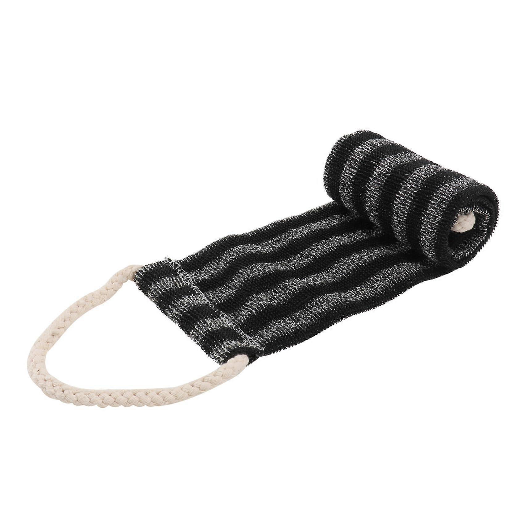 Extended Stripe Bath Towel with Hanging Rope Deep Cleaning Body Scrubber for Exfoliating Back Cloth Black PP 60x30 cm