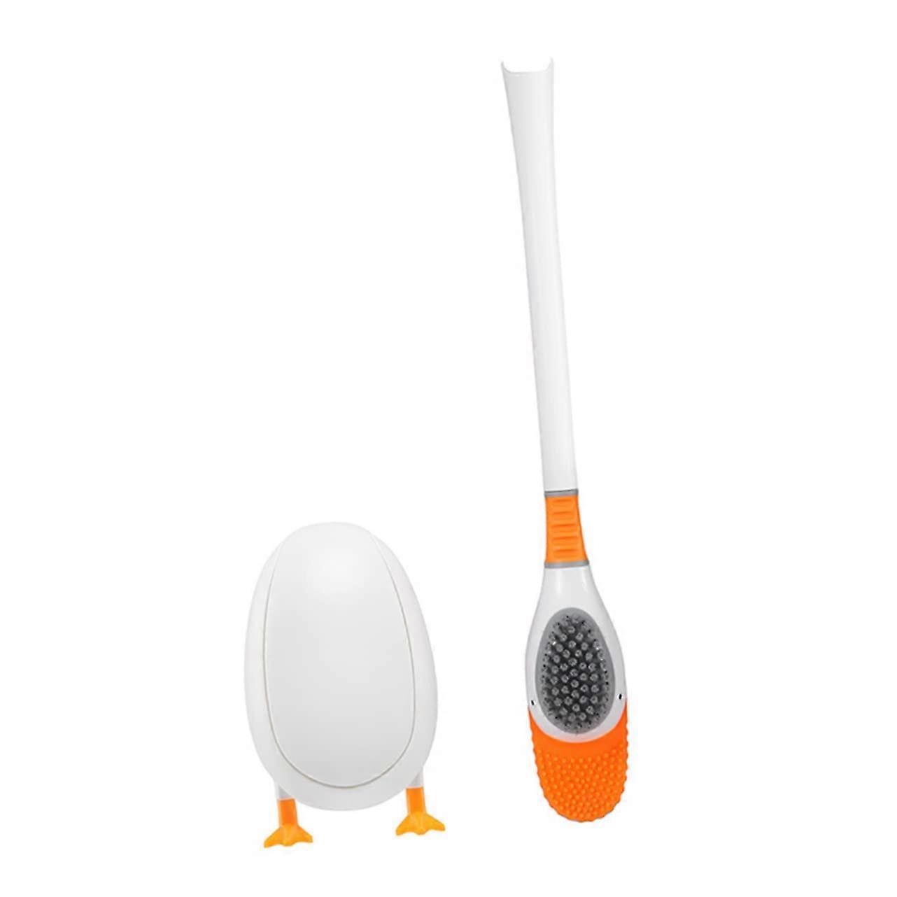 Silicone Toilet Brush with Dense Bristles and Comfortable Plastic Handle for Bathroom Cleaning Random Color