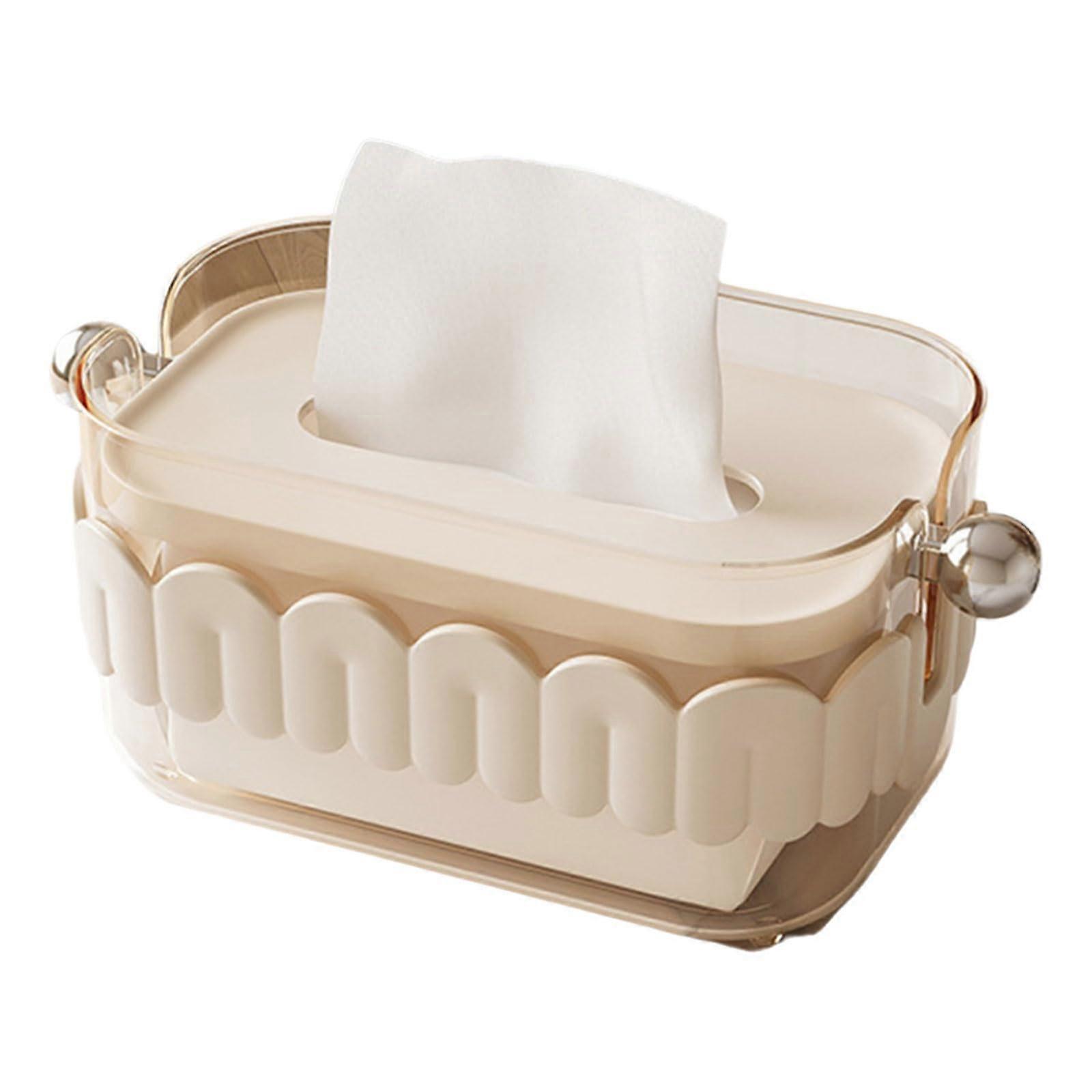 Multipurpose Tissue Organizers Storage Box Waterproof Cream White Portable For Household Use Fits Various Paper Sizes