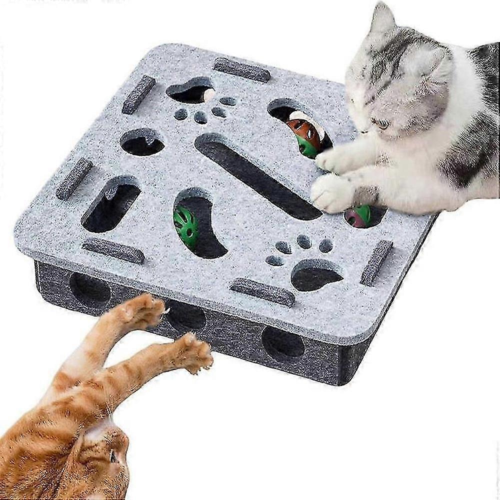 Interactive Cat Puzzle Toy with Track Balls and Maze for Indoor Play