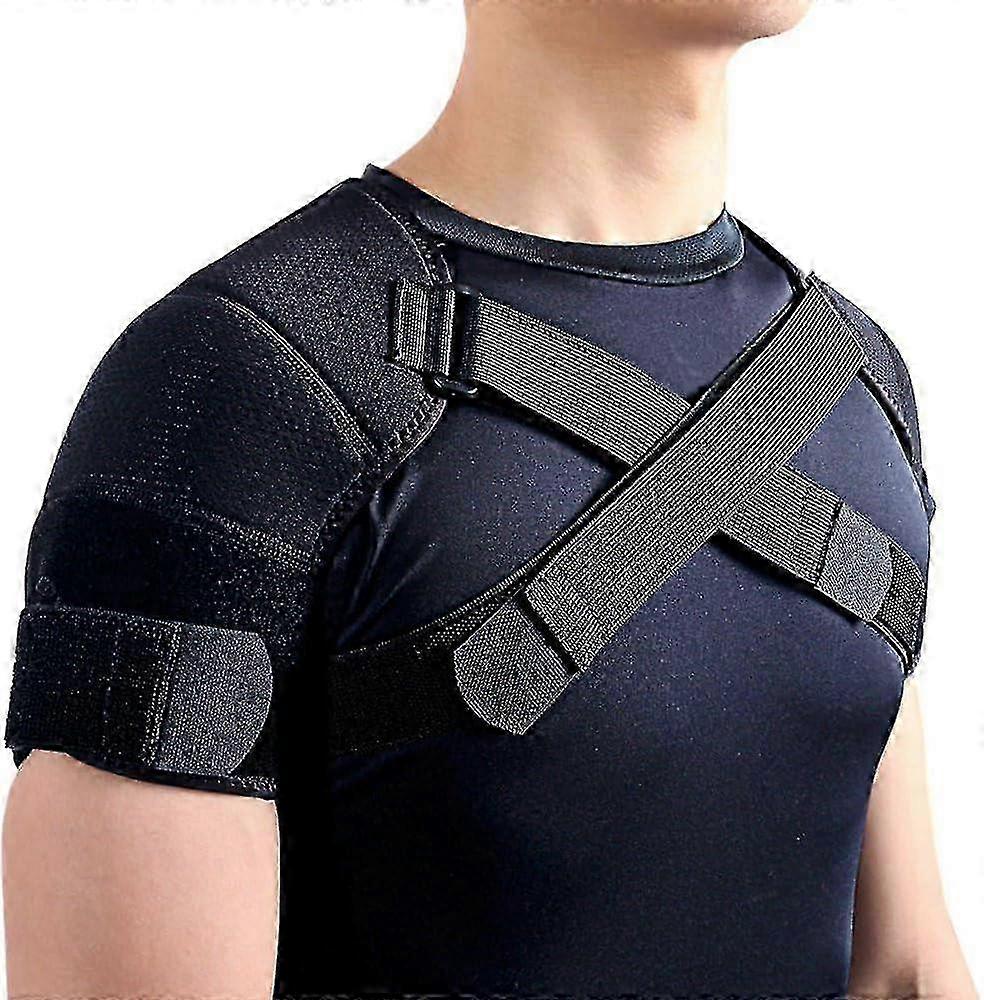 Adjustable double shoulder brace for rotator cuff & AC joint support