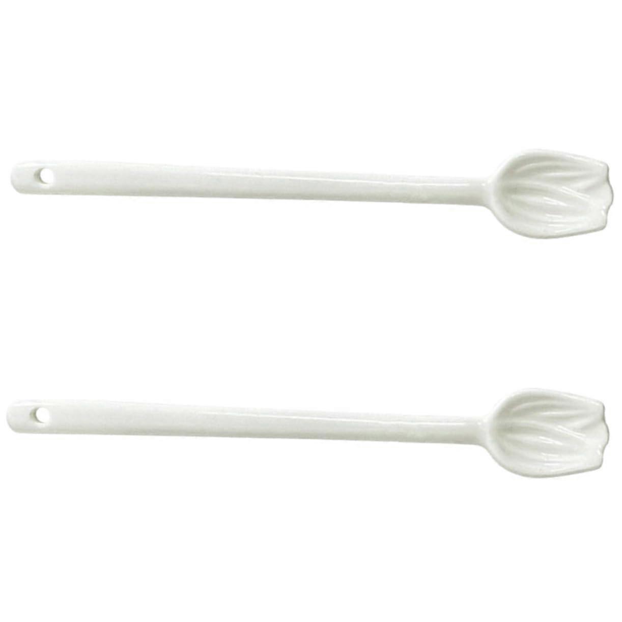 2 Pack Ceramic Coffee Spoons with Tulip Flower Pattern for Tea, Dessert and Afternoon Use