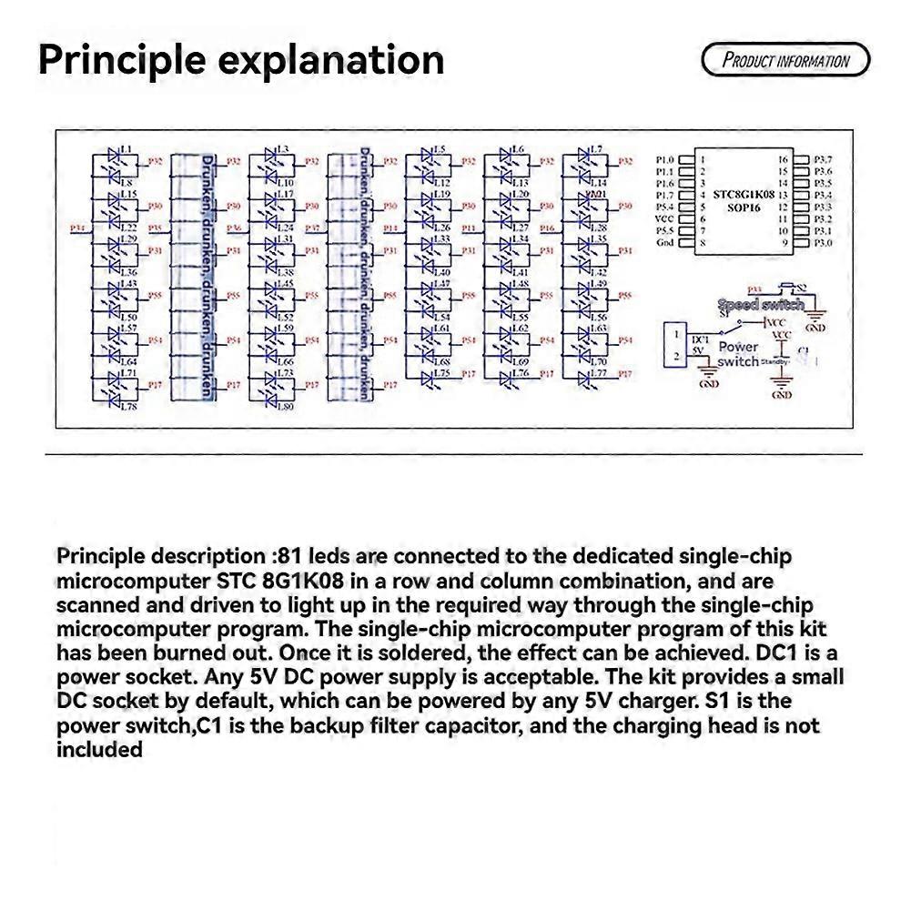 DIY Electronic Kit LED Thumb Flowing Light Production Kit Light-Emitting Diode Microcontroller Soldering Practice Kit