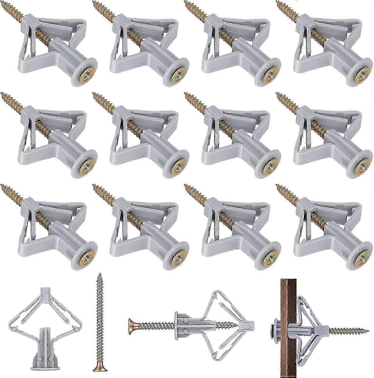 100pcs Plasterboard Wall Plugs and Drywall Screws Set