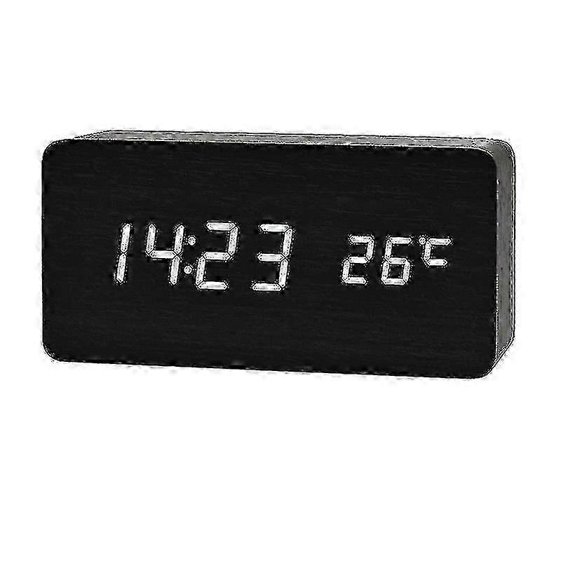 Digital Wooden Alarm Clock with Wireless Charging, 0-100% Dimmer, Dual Alarm, Weekday /Weekend Mode, Snooze,LED