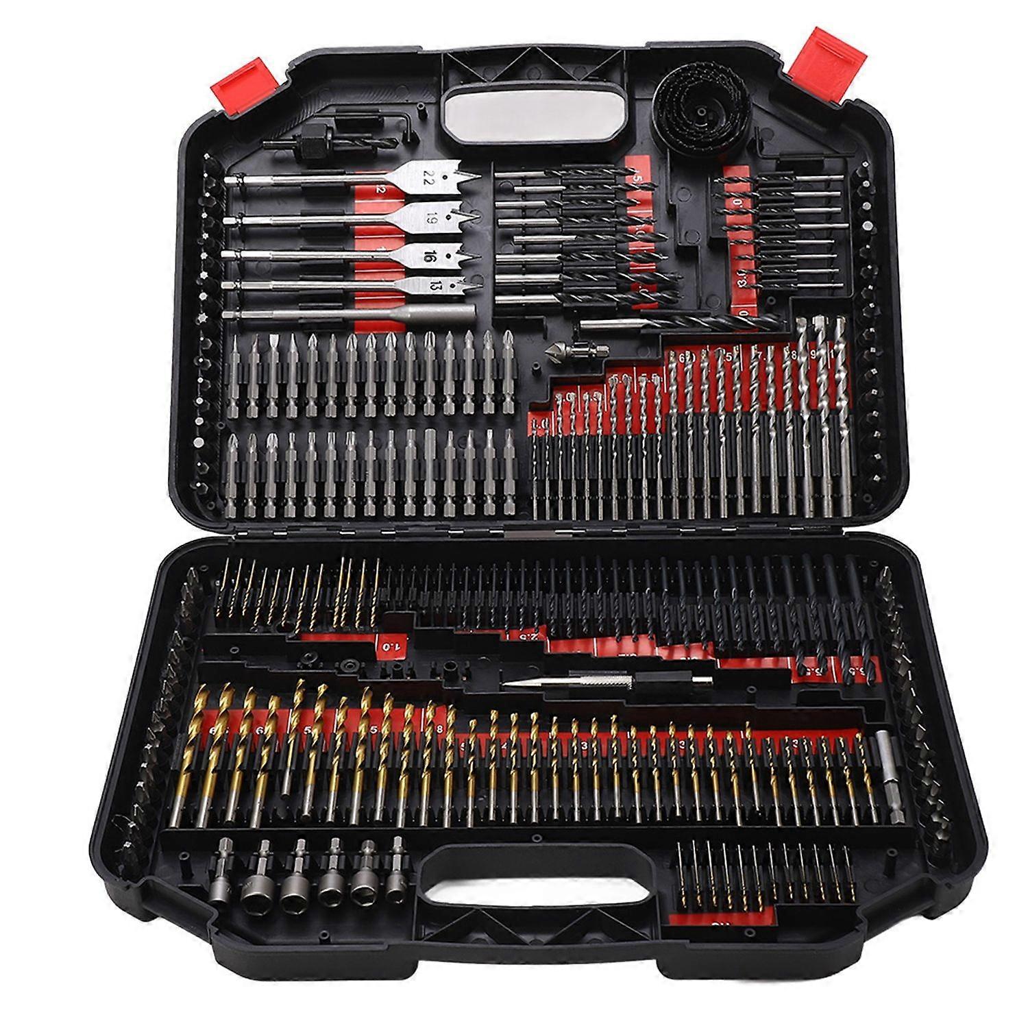 246PCS Multifunctional Combination Drill Bit Screw Bits Set Kit with Black Plastic Box