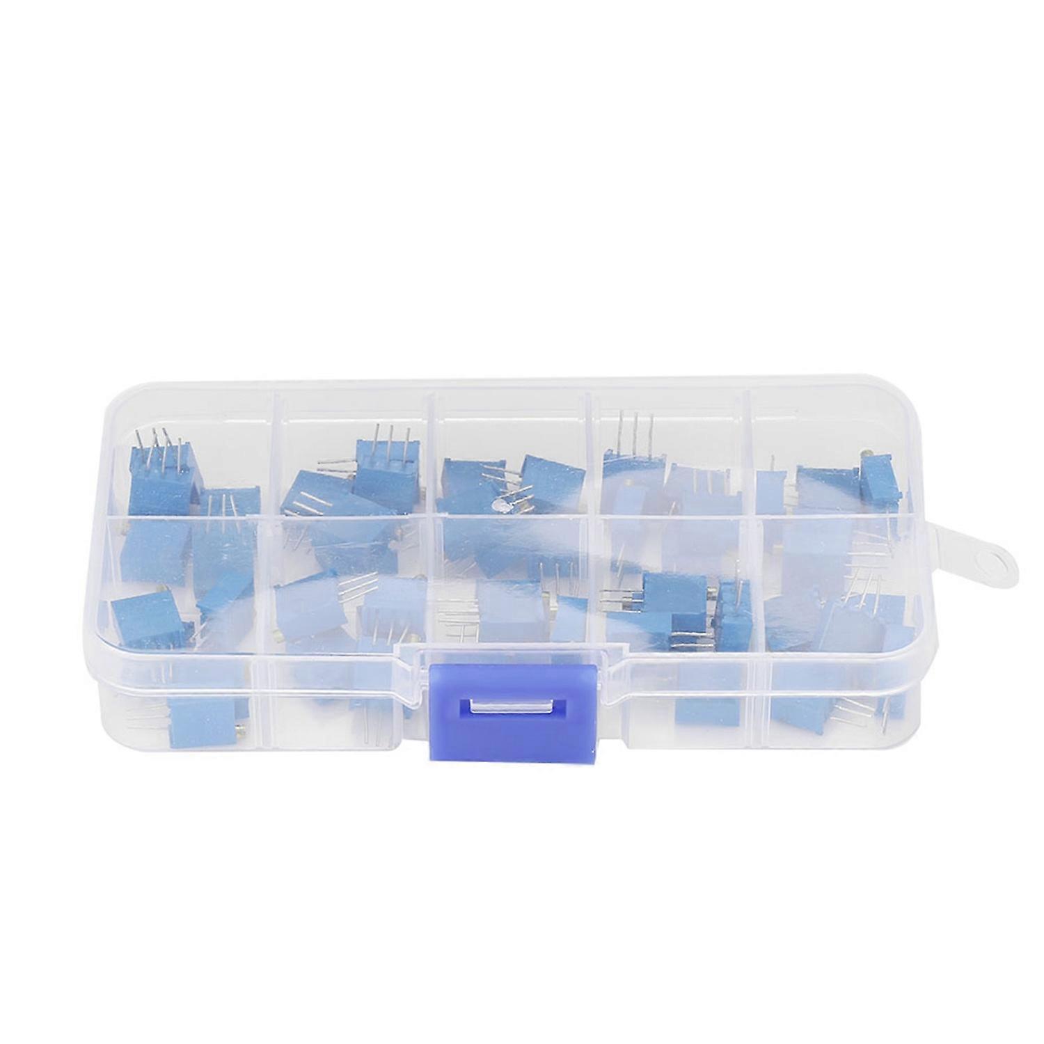 50Pcs 10 Values Blue Variable Resistor Trimmer Pot Assortment Electronic Component 3296W