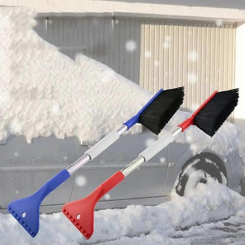 2 Pack Car Snow Brush and Ice Scraper with Scratch Bristles and Aluminum Handle for Winter Windshield Cleaning