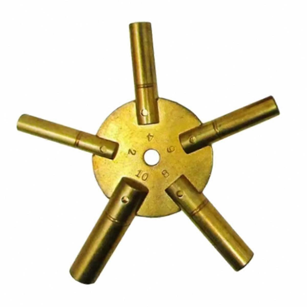 Vintage Mechanical Clock Key with 5 Prongs for Antique Timepieces and Grandfather Clocks