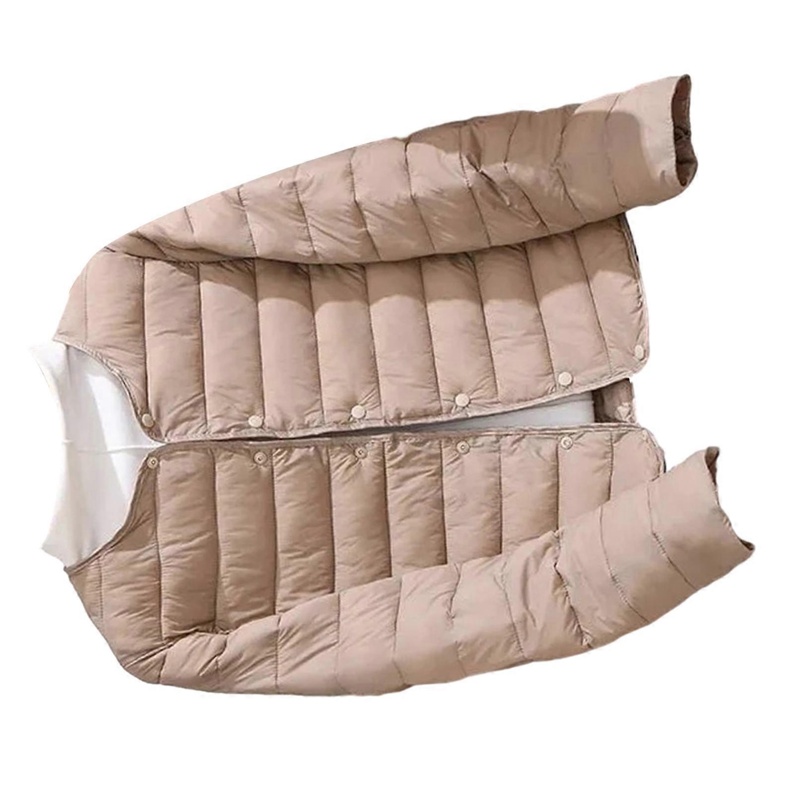 نسائي خريف شتاء سترات قصيرة أسفل سترة رقيقة خفيفة الوزن زر مبطن معطف غير رسمي نحيف ملابس خارجية مع جيوب جمل XXXXL