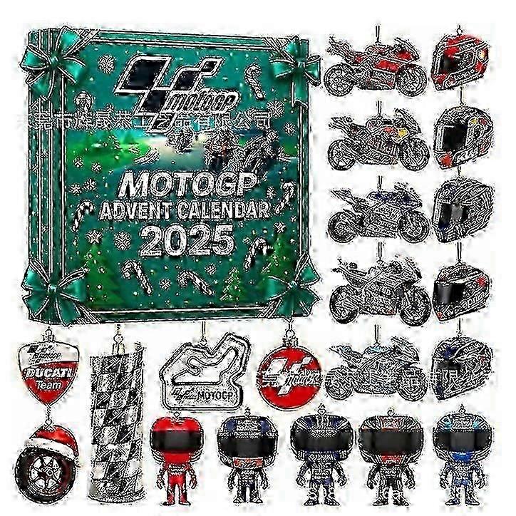 Ημερολόγιο Μοτοσικλέτας Advent 2025 - Δώρο αντίστροφης μέτρησης 24 ημερών για τα Χριστούγεννα, διασκεδαστικό δώρο για λάτρεις και αναβάτες μοτοσικλέτας, 2D ακρυλική μοτοσικλέτα, διακόσμηση διακοπών
