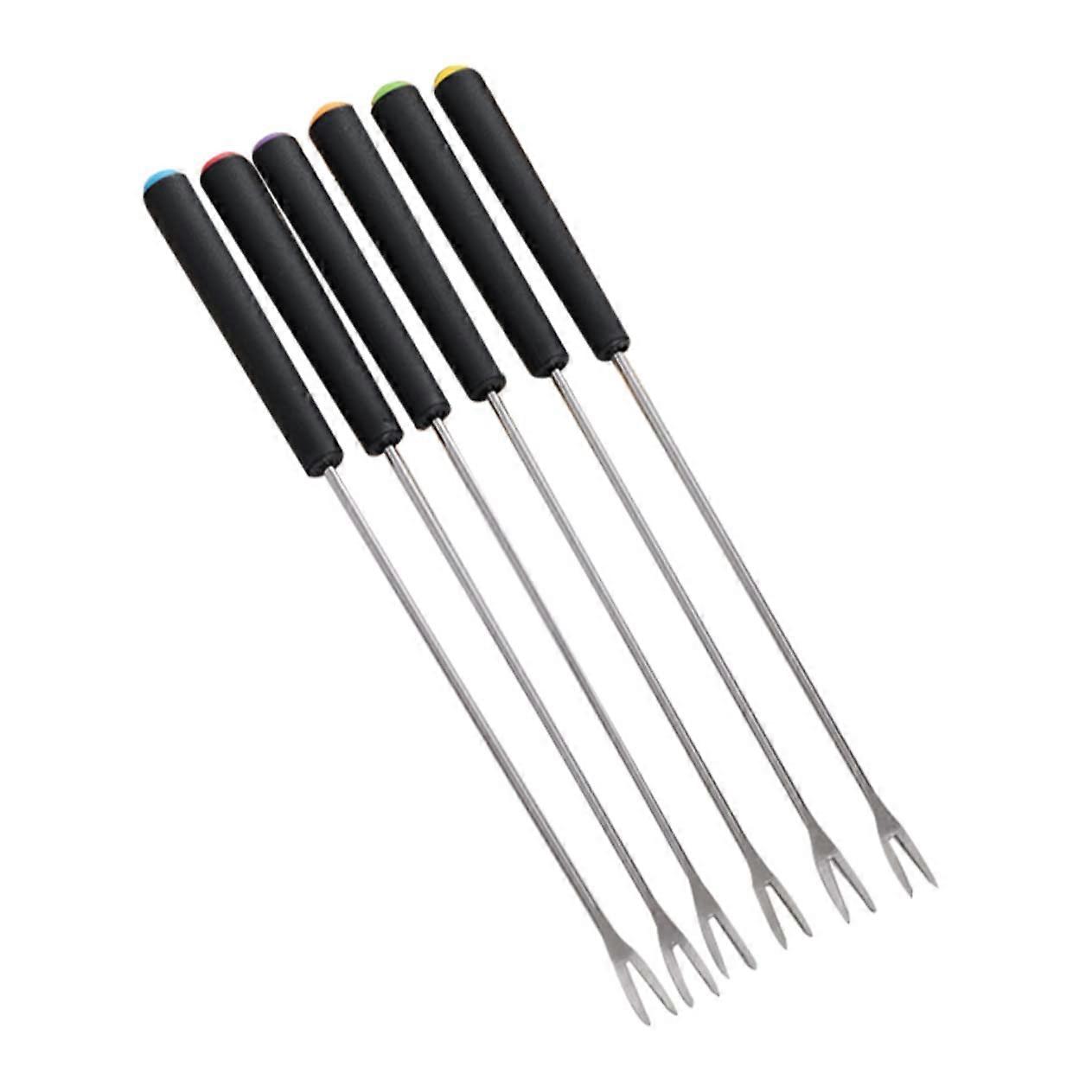 Fondue Forks Set with Heat Resistant Handles for Chocolate and Cheese, 6pcs for Parties and Buffets