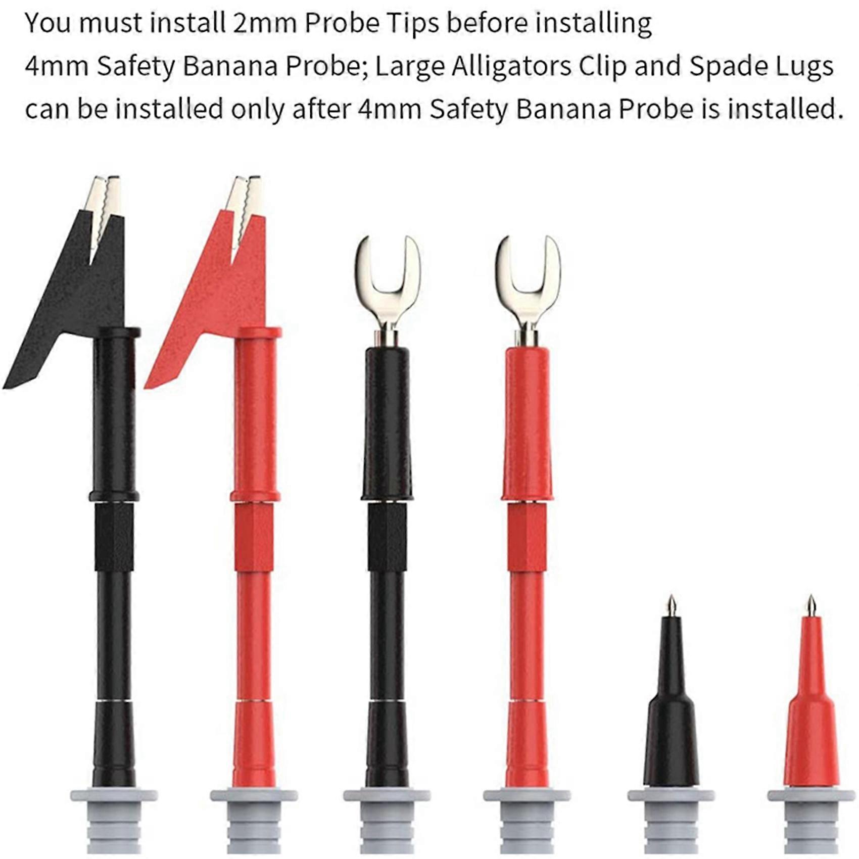 4x P1503B Multimeter Test Leads Kit,Digital Multimeter Leads with Alligator Clips Replaceable Multimeter Probes Tips Set